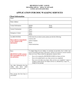 Dog Walker Service Contract Forms dog walking application