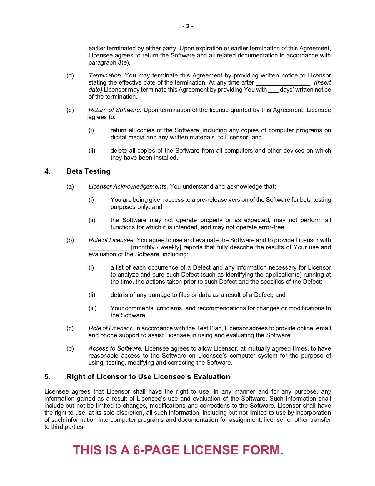 software beta test site license form | MegaDox.com