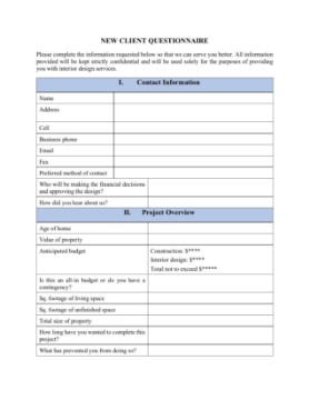 Show details for Interior Designer Client Intake Form interior design client intake form