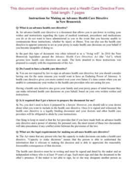 NB advance directive new brunswick advance health care directive