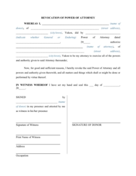 Show details for Yukon Revocation of Power of Attorney yukon revocation form