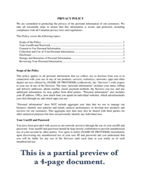 Canada Internet Service Provider Privacy Policy Canada Internet Service Provider Privacy Policy