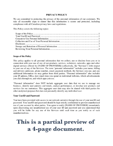 Picture of ISP Privacy Policy Statement | Canada