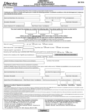 New Brunswick Notice to Vacate New Brunswick Notice to Vacate