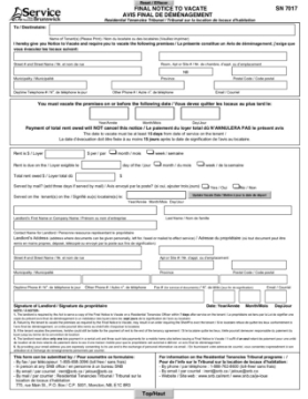 Picture of New Brunswick Final Notice to Vacate