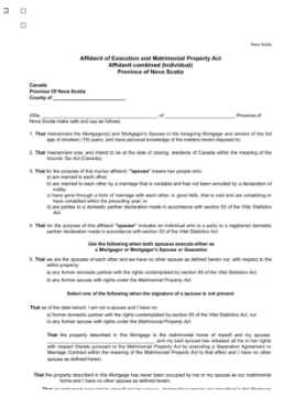 Show details for Nova Scotia Matrimonial Property Act Affidavit - combined nova scotia affidavit