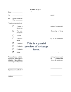 New Jersey Notice to Quit for Illegal Activity New Jersey Notice to Quit