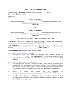 Bartering Agreement 1 Bartering Agreement 1