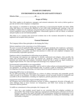 EHS Policy 1 Picture of Environmental Health and Safety Policy
