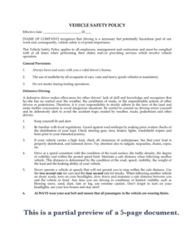Vehicle Safety Policy Picture of Vehicle Safety Policy for Commercial Carriers