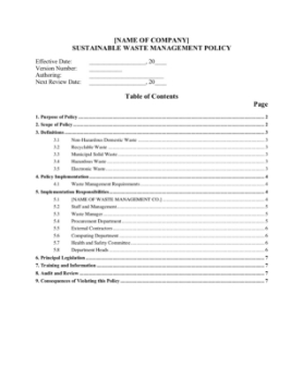 Sustainable Waste Management Policy 1 Picture of Sustainable Waste Management Policy