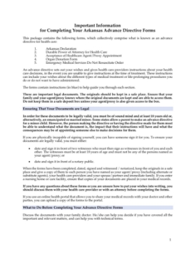 AR Advance Directive Forms 1 Picture of Arkansas Advance Health Care Directive Forms