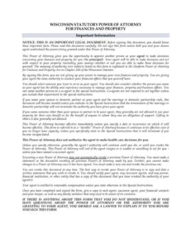 WI power of attorney 1 Picture of Wisconsin Power of Attorney for Finances and Property