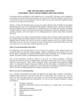 Nevada living will declaration Picture of Nevada Living Will Declaration