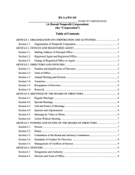 Hawaii nonprofit bylaws Hawaii nonprofit bylaws
