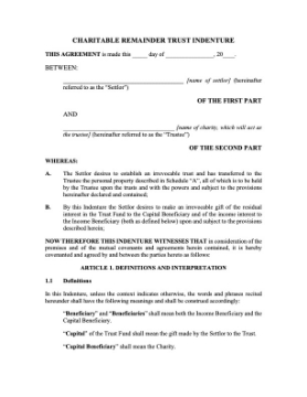 Canada Charitable Remainder Trust Canada Charitable Remainder Trust