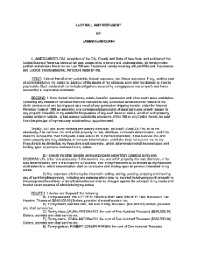 Show details for James Gandolfini Last Will and Testament Picture of James Gandolfini Last Will and Testament