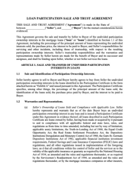 USA Loan Participation Sale and Trust Agreement USA Loan Participation Sale and Trust Agreement