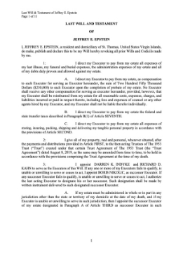 Show details for Jeffrey Epstein Last Will and Testament Picture of Jeffrey Epstein Last Will and Testament