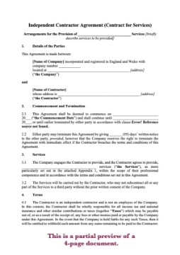 United Kingdom Contractor Agreement Template UK independent contractor agreement