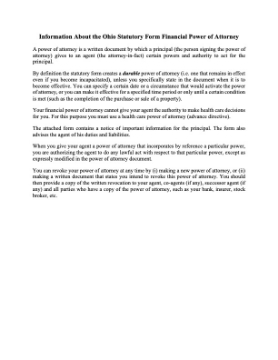 Show details for Ohio Statutory Form Financial Power of Attorney Ohio financial power of attorney 1