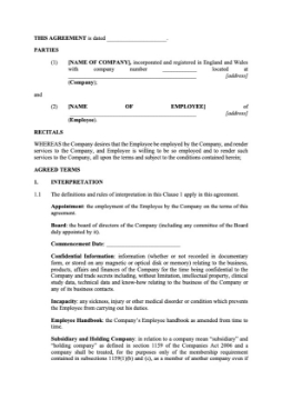 UK employment contract United Kingdom Employment Contract form