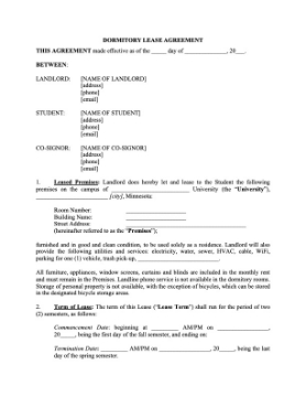 Show details for Minnesota Dormitory Lease minnesota dormitory lease agreement