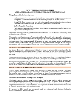 Michigan advance directive Picture of Michigan Advance Health Care Directive Forms