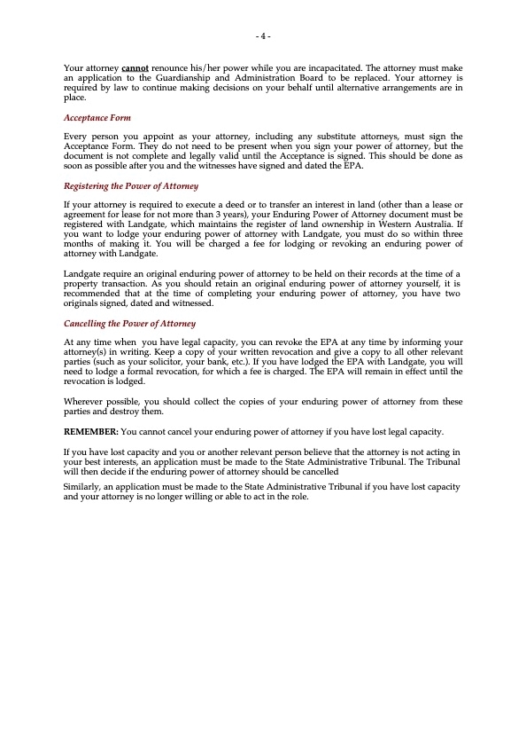 enduring power of attorney western australia