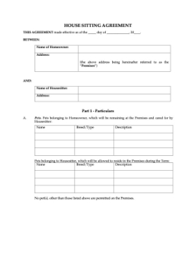 House sitting agreement Picture of House Sitting Agreement