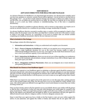 New Mexico advance directive Picture of New Mexico Advance Healthcare Directive Forms