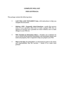 Australia will kit Picture of Legal Will Kit | Australia