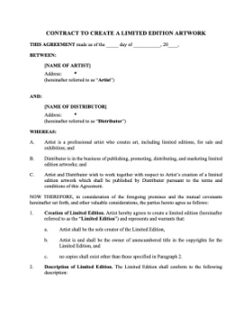 limited edition contract Picture of Limited Edition Artwork Contract
