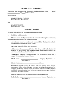 UK radio airtime sales agreement for commercials Picture of Radio Airtime Sales Agreement for Commercials | UK