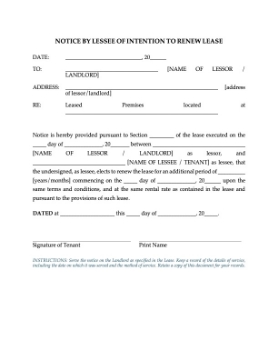 Notice to Renew Lease Picture of Notice by Lessee of Intention to Renew Lease
