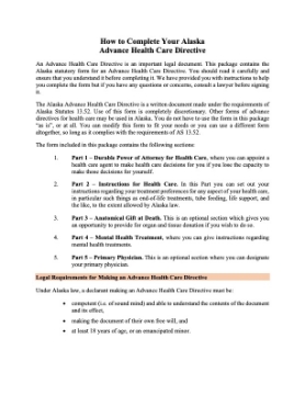 Alaska advance health care directive Picture of Alaska Advance Health Care Directive Package