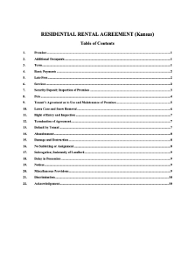 Kansas Residential Rental Agreement Kansas Residential Rental Agreement