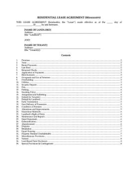 Mississippi residential lease agreement Picture of Mississippi Fixed Term Residential Lease Agreement