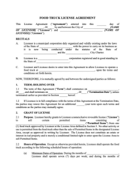 California Food Truck License Agreement Picture of California Food Truck License Agreement