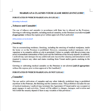 marijuana lease clauses Picture of Marijuana Clauses for Residential Leases | USA