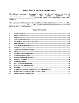 Show details for Colorado Food Truck Vendor Agreement Picture of Colorado Food Truck Vendor Agreement