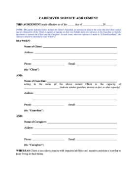 Show details for Caregiver Service Agreement Picture of Caregiver Service Agreement