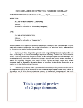 Show details for Songwriter Work-For-Hire Contract (non-exclusive) Picture of Songwriter Work-For-Hire Contract (non-exclusive)