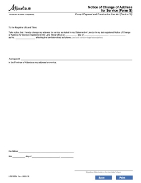 Alberta Notice of Change of Address for Service Alberta Notice of Change of Address for Service