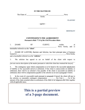 Nova Scotia Lawyer's Contingency Fee Agreement Nova Scotia Lawyer's Contingency Fee Agreement