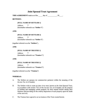 Show details for Joint Spousal Trust Deed | Canada Picture of Joint Spousal Trust Deed | Canada