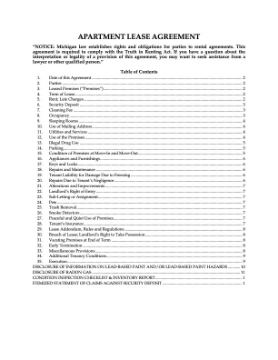 Show details for Michigan Apartment Lease Agreement Picture of Michigan Apartment Lease Agreement