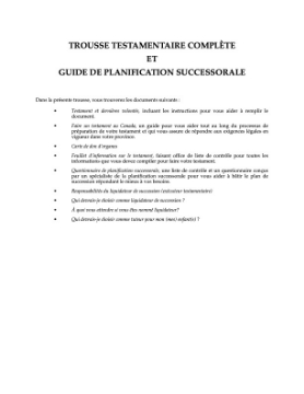 Show details for Trousse testamentaire complète et guide de planification successorale pour le Canada (version française) Picture of Trousse testamentaire complète et guide de planification successorale pour le Canada (version française)