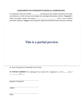 USA Assignment of Copyright in Musical Composition USA Assignment of Copyright in Musical Composition