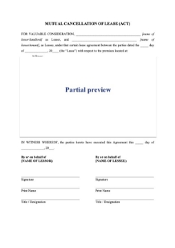 Australia mutual cancellation of business lease Australia agreement between landlord and tenant to cancel a business lease